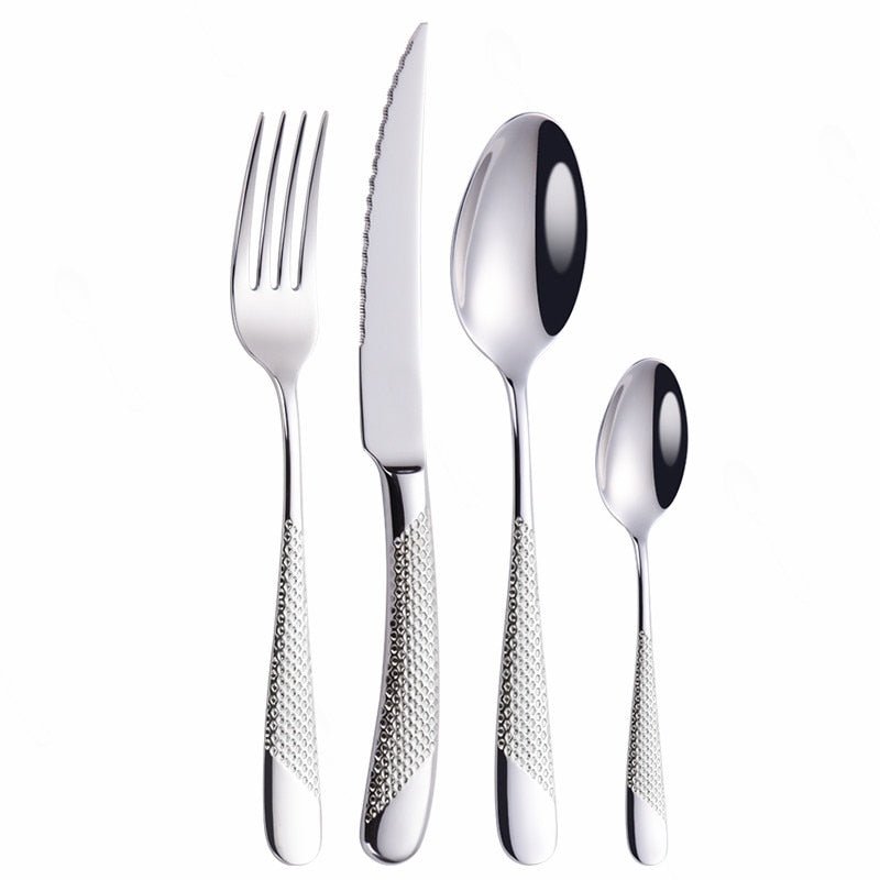 Kitchen Tableware Cutlery Set Silver Cutlery Set Stainless Steel Luxury Dinnerware Fork Spoon Knife Western Dinner Set Gold - FuturKitchen